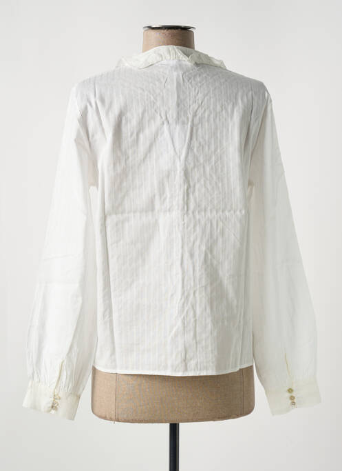 Blouse tissage popeline manches longues beige LE BOUDOIR D'EDOUARD femme