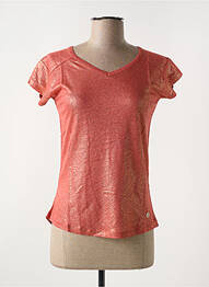 T-shirt col v manches courtes rose LE BOUDOIR D'EDOUARD femme