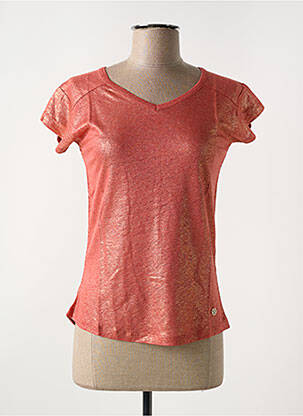 T-shirt col v manches courtes rose LE BOUDOIR D'EDOUARD femme
