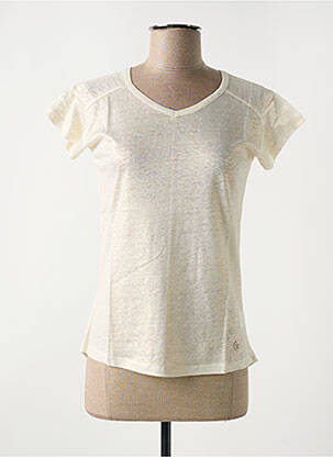 T-shirt col v manches courtes beige LE BOUDOIR D'EDOUARD femme