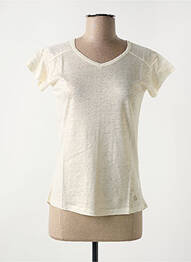 T-shirt col v manches courtes beige LE BOUDOIR D'EDOUARD femme