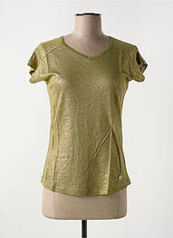 T-shirt col v manches courtes vert LE BOUDOIR D'EDOUARD femme