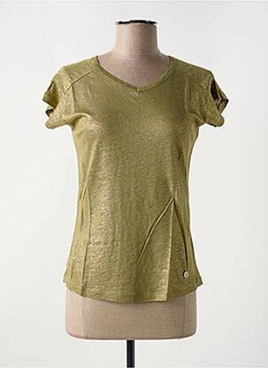 T-shirt col v manches courtes vert LE BOUDOIR D'EDOUARD femme