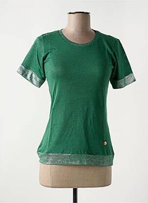 T-shirt stretch manches courtes vert LE BOUDOIR D'EDOUARD femme