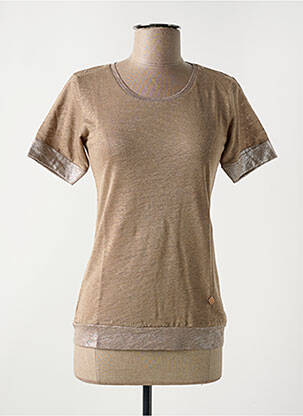 T-shirt stretch manches courtes marron LE BOUDOIR D'EDOUARD femme