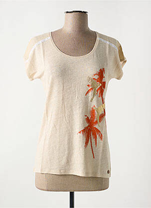 T-shirt sérigraphie manches courtes beige LE BOUDOIR D'EDOUARD femme