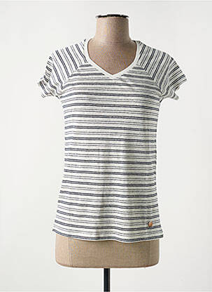 T-shirt col v manches courtes bleu LE BOUDOIR D'EDOUARD femme