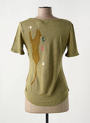 T-shirt col v manches courtes vert LE BOUDOIR D'EDOUARD femme