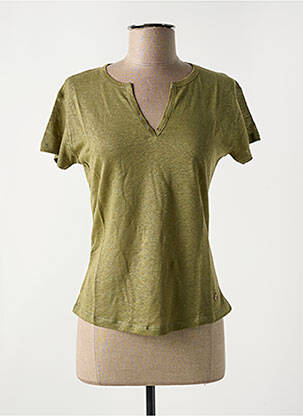 T-shirt col v manches courtes vert LE BOUDOIR D'EDOUARD femme