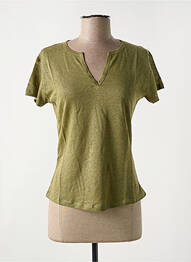 T-shirt col v manches courtes vert LE BOUDOIR D'EDOUARD femme