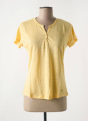 T-shirt col v manches courtes jaune LE BOUDOIR D'EDOUARD femme