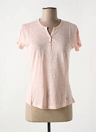 T-shirt col v manches courtes rose LE BOUDOIR D'EDOUARD femme