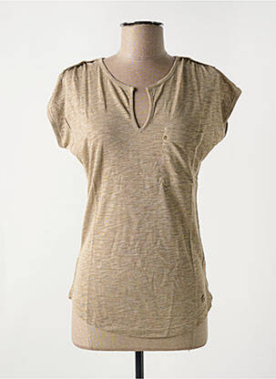 T-shirt col v manches courtes marron LE BOUDOIR D'EDOUARD femme