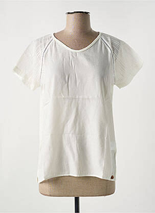 T-shirt col v manches courtes beige LE BOUDOIR D'EDOUARD femme