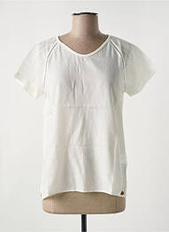 T-shirt col v manches courtes beige LE BOUDOIR D'EDOUARD femme