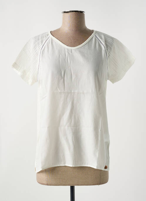 T-shirt col v manches courtes beige LE BOUDOIR D'EDOUARD femme