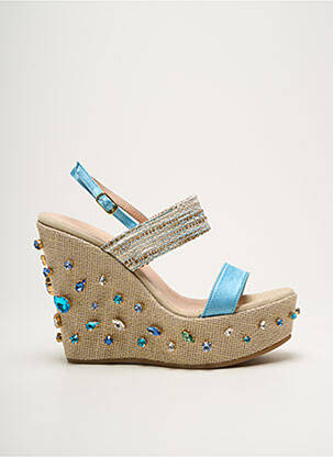 Sandales/nu pieds matière lisse talon haut de 10cm et plus bleu EDDICUOMO femme