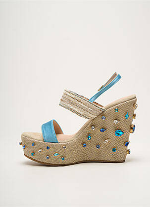 Sandales/nu pieds matière lisse talon haut de 10cm et plus bleu EDDICUOMO femme