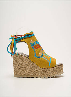 Sandales/nu pieds talon compensé talon haut de 10cm et plus jaune ANGEL DE LA GUARDA femme