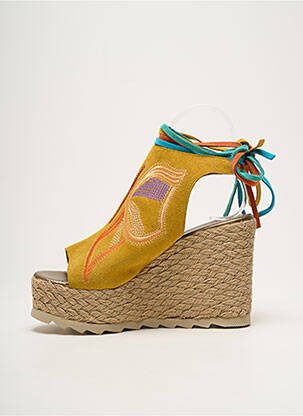 Sandales/nu pieds talon compensé talon haut de 10cm et plus jaune ANGEL DE LA GUARDA femme