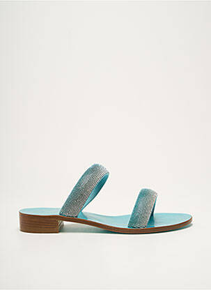 Mules/sabots tissage satiné talon plat jusqu'à 3cm bleu EDDICUOMO femme