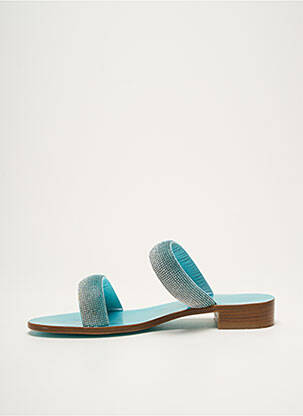 Mules/sabots tissage satiné talon plat jusqu'à 3cm bleu EDDICUOMO femme