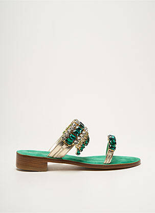 Mules/sabots tissage satiné talon plat jusqu'à 3cm vert EDDICUOMO femme