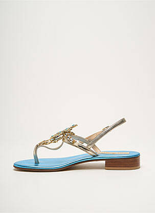 Tongs semelle extérieure cuir talon plat jusqu'à 3cm bleu MODA POSITANO femme