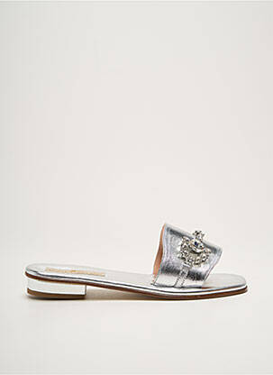 Mules/sabots matière lisse talon plat jusqu'à 3cm argent MODA POSITANO femme