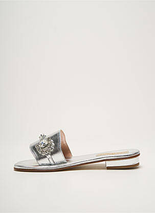 Mules/sabots matière lisse talon plat jusqu'à 3cm argent MODA POSITANO femme