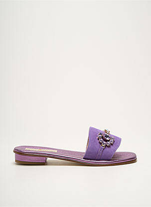Mules/sabots tissage satiné talon plat jusqu'à 3cm violet MODA POSITANO femme