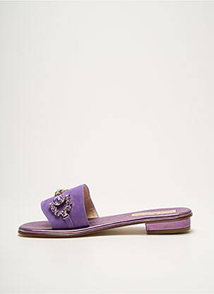 Mules/sabots nubuck talon plat jusqu'à 3cm violet MODA POSITANO femme