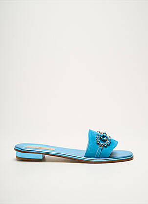Mules/sabots semelle extérieure cuir talon plat jusqu'à 3cm bleu MODA POSITANO femme