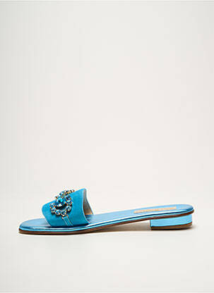 Mules/sabots nubuck talon plat jusqu'à 3cm bleu MODA POSITANO femme