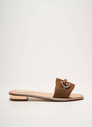 Mules/sabots tissage satiné talon plat jusqu'à 3cm marron MODA POSITANO femme