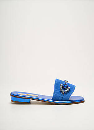 Mules/sabots tissage satiné talon plat jusqu'à 3cm bleu fonce MODA POSITANO femme