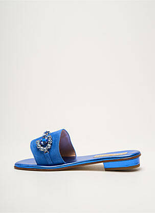 Mules/sabots tissage satiné talon plat jusqu'à 3cm bleu fonce MODA POSITANO femme