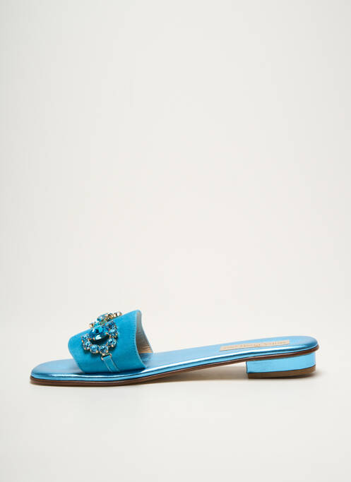 Mules/sabots tissage satiné talon plat jusqu'à 3cm bleu MODA POSITANO femme