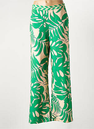 Pantalon droit taille élastique taille normale vert GEISHA femme