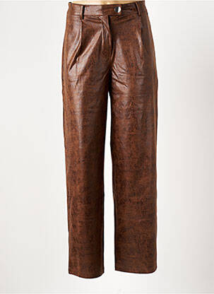 Pantalon droit stretch taille haute marron BSB femme
