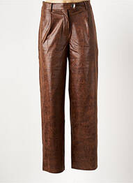 Pantalon droit stretch taille haute marron BSB femme