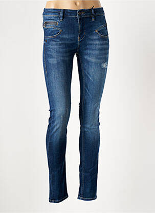 Jeans coupe slim effet usé délavé taille haute bleu FREEMAN T.PORTER femme