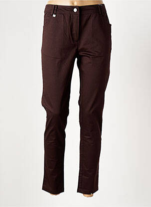 Pantalon slim tissage popeline taille normale marron AGATHE & LOUISE femme