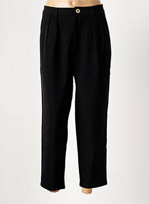 Pantalon chino fermeture zippée sous rabat boutonné taille haute noir MOLLY BRACKEN femme