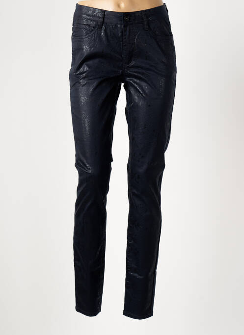Pantalon slim tissage popeline taille normale bleu GEISHA femme