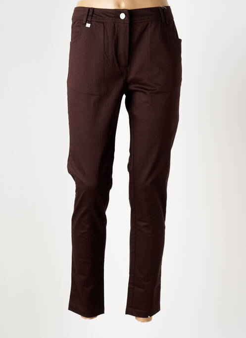 Pantalon slim tissage popeline taille normale marron AGATHE & LOUISE femme