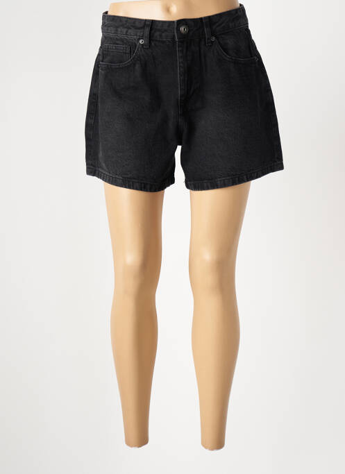 Short tissage denim taille haute noir ICHI femme