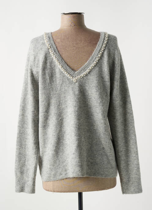 Pull gris ICHI pour femme
