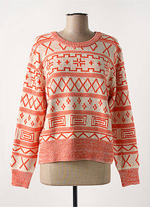 Pull resserrée sur le bas manches longues orange ICHI femme