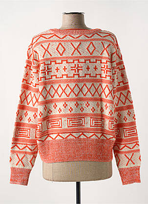 Pull resserrée sur le bas manches longues orange ICHI femme